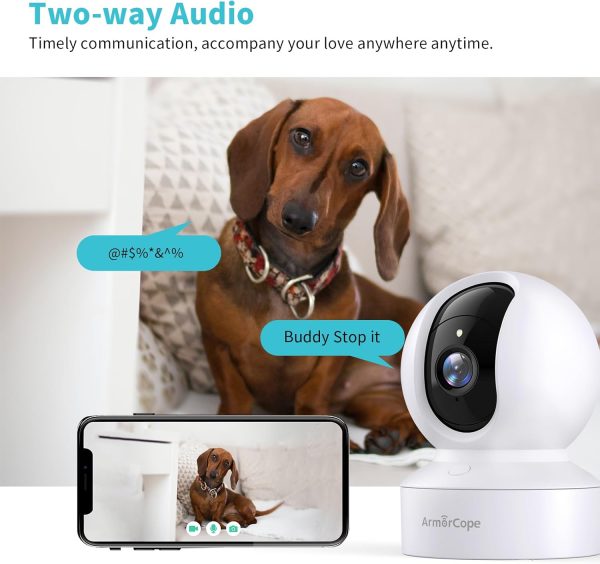 Pet Camera, 2K HD Dog Camera with Phone APP, 360° Pan/Tilt View Puppy Cam, One Click Call for Baby Monitor, MagivPix Night Vision,Motion Tracking Alarm with Cloud/Local SD,Home Indoor Security Cam - Image 2