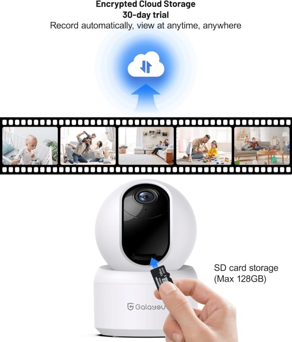 GALAYOU Indoor Security Camera 2K, Pet Camera, 360 Degree 2.4G WiFi Home Security Camera for Baby/Elder/Nanny with Night Vision, 24/7 SD Card Storage, Works with Alexa and Google Assistant G2-2Pack - Image 6