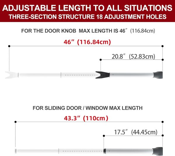 AceMining Upgraded Door Security Bar & Sliding Patio Bar, Heavy Duty Stoppers Adjustable Jammer for Home, Apartment, Travel (1 Pack,White) - Image 3