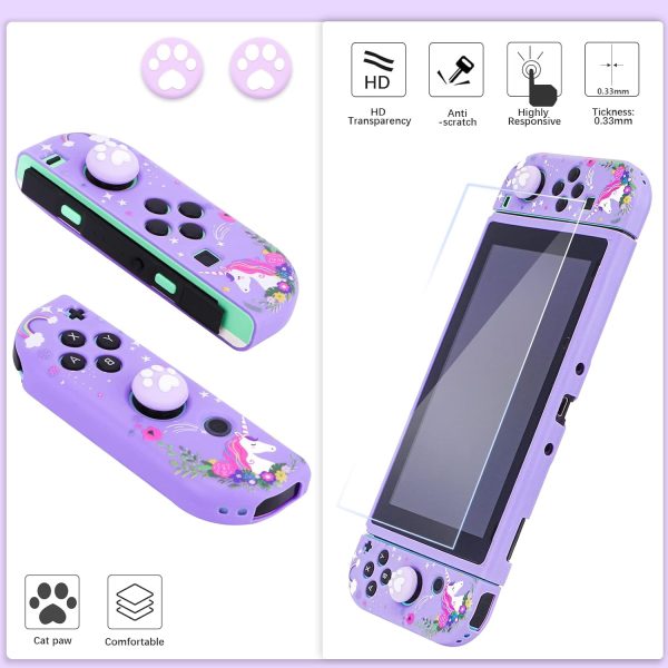 homicozy Cute Unicorn Protection Case for Nintendo Switch,Purple Hard Carrying Case with Soft TPU Protective Cover and Protection Acessories Compatible with Nintendo Switch for Girls - Image 8