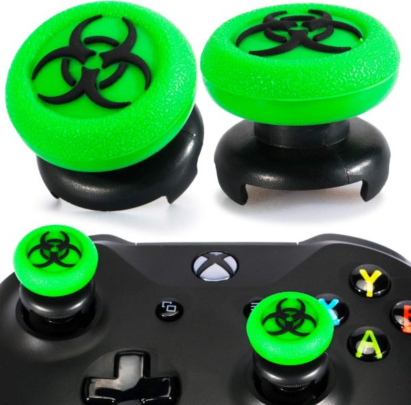 FPS Thumbstick Extender & 3D Texture Rubber Silicone Grip Cover 2 Sets for Xbox Series X/S & Xbox One Controller(BioH Green)