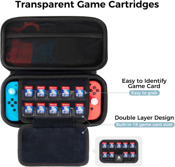 pack all Switch Case Compatible with Nintendo Switch and New OLED Model, Large Capacity Carrying Case for Travel, Portable Hard Game Case Travel Bag for Console & Accessories,19 Game Card Slots (Blue) - Image 4