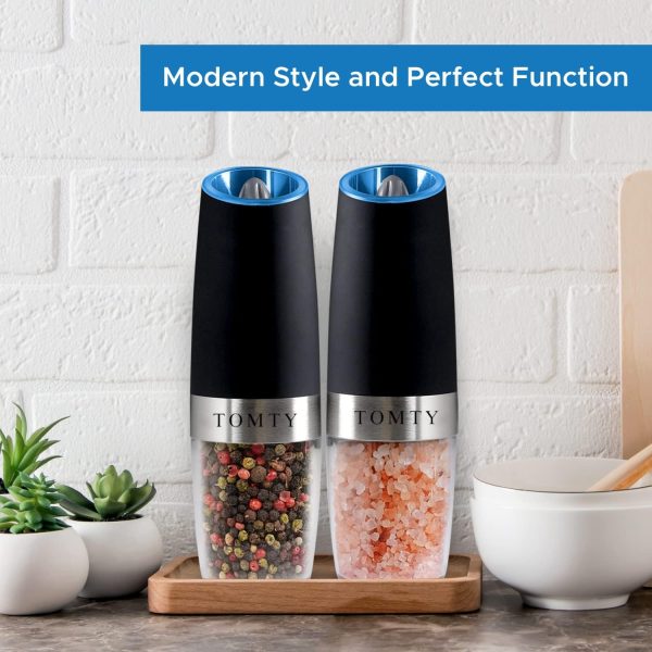 Gravity Electric Salt and Pepper Grinder Set White Elephant Gifts for Women Who Have Everything Grilling Men Kitchen Gadgets Housewarming Holiday Cooking Adults Idea Battery Operated Shakers Automatic - Image 7