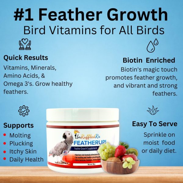 FeatherUp! Bird Vitamins with Biotin for Beautiful Plumage - Feather Growth Supplements for Parrots - 90 gm - 240 Servings - Image 4