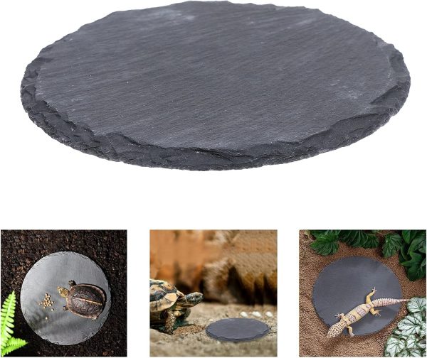 Reptile Basking Platform Rock Tortoise Habitat Slate Rock for Reptiles Food Dish Landscape Habitat Decor Accessories for Crested Gecko Lizard Bearded Dragon Turtle - Image 5