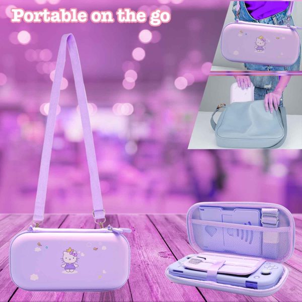 GUTIAL Accessories Bundle for Nintendo Switch Lite - Cute Kawaii NS Lite Accessories kit for Grils Boys Kids with Carrying Case, Cartoon Cover Case, Screen Protector, Stand - Purple - Image 4