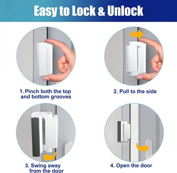 Door Reinforcement Lock Withstands 800lbs of Force - White Extra Child Proof Door Lock with 8 Screws Prevents Unauthorized Entry,Add a Door Security Lock for Home Safety & Privacy - Image 4