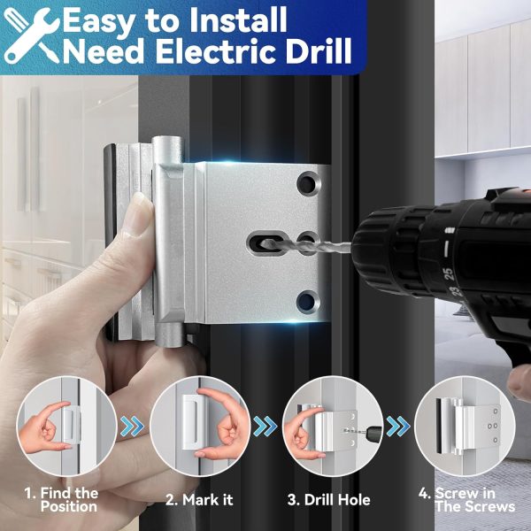 Door Reinforcement Lock Withstands 800lbs of Force - White Extra Child Proof Door Lock with 8 Screws Prevents Unauthorized Entry,Add a Door Security Lock for Home Safety & Privacy - Image 3