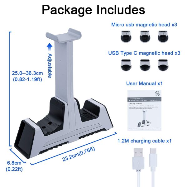 Mcbazel Dual Charging Station with Headset Holder for PS5, Fast Charging Dock with LED Indicator for PS5/ PS4/ Switch Pro/Xbox One/Xbox One Slim/Xbox Elite/Xbox Series X&S Controllers - Image 9