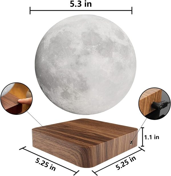 Levitating Moon Lamp, Magnetic Floating Moon Lamp Spinning Luna Night Light with 3 Color Modes, for Home Office Desk Decor, Bedroom Unique Lamps, Cool Tech Gadgets Gift for Women Kids - Image 7