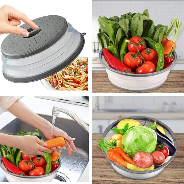 Microwave Splatter Cover Vented for Food, Splatter Guard & Colander Kitchen Gadget for Fruit Vegetables Microwave Plate Cover with Hook Hole,Dishwasher-Safe,BPA-Free Silicone & Plastic (1 Pack) - Image 2