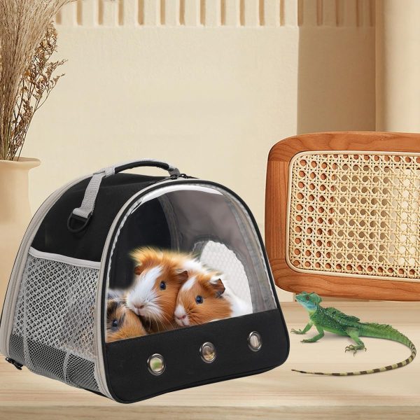 Bearded Dragon Travel Carrier,Lizards Carrier, Small Animal Travel Carrier for Sugar Glider Hedgehog Rat Parrot Bird Guinea Pig, Portable Guinea Pig Travel Carrier for 2 (Black, Carrier) - Image 5