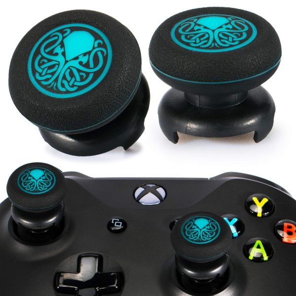 Playrealm FPS Thumbstick Extender & Printing Rubber Silicone Grip Cover 2 Sets for Xbox Series X/S & Xbox One Controller(Cthulhu Abyss Blue)