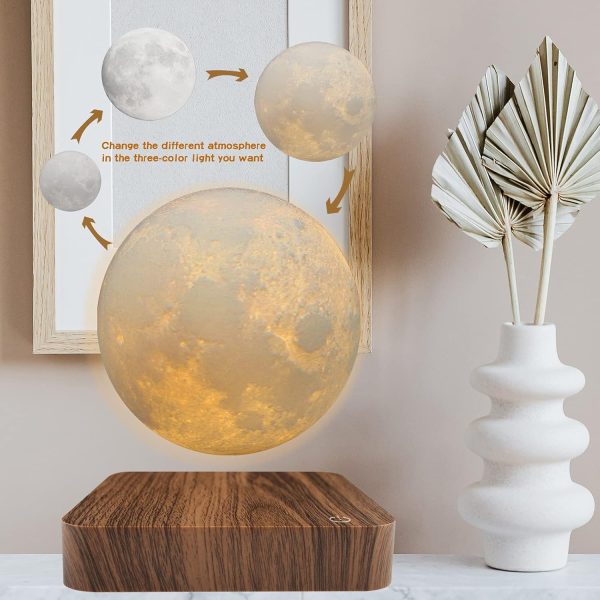 Levitating Moon Lamp, Magnetic Floating Moon Lamp Spinning Luna Night Light with 3 Color Modes, for Home Office Desk Decor, Bedroom Unique Lamps, Cool Tech Gadgets Gift for Women Kids - Image 3