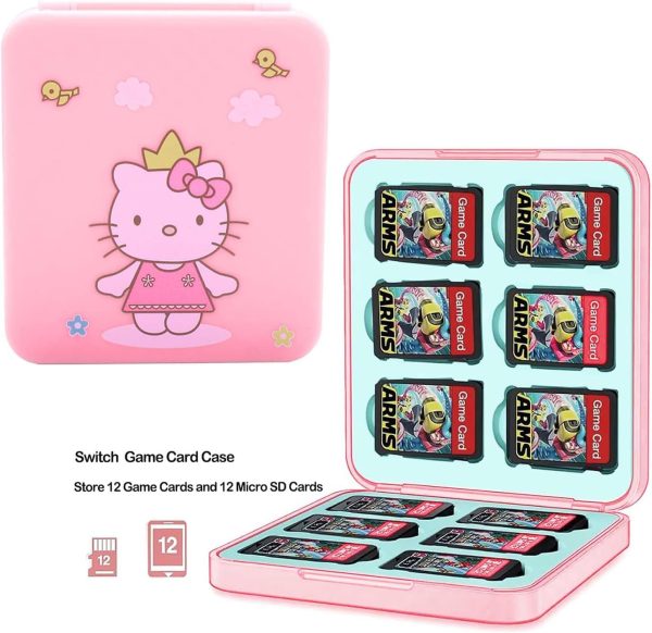 YOOWA Accessories Bundle for Nintendo Switch - Pink Cute Kawaii NS Accessory Kit with Cartoon Carrying Case, dockable case, Screen Protector Set, Card Holder, Stand for girls boys kids - Image 6