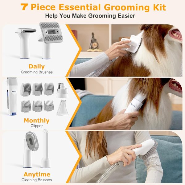 Dog Grooming Kit, 12,000Pa Strong Pet Grooming Vacuum for Dogs with Clipper Nail Grinder, 2L Dust Cup, 5 Suction Levels Dog Hair Vacuum with 7 Pet Grooming Tools for Shedding and Home Cleaning - Image 4