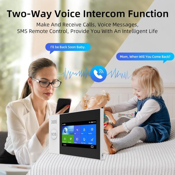 4.3Inch Full Touch Screen,WiFi+GSM/4G Home Smart Alarm Security System Kit,DIY Wireless Burglar Alert System,Motion Detector,Door Sensor,External Siren,Work with Alexa and Google (PG107-B) - Image 3