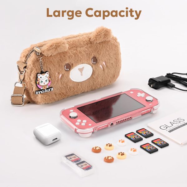 innoAura Switch Lite Case, 14 in 1 Switch Lite Accessories Bundle with Cute Switch Lite Carrying Case, Switch Lite Screen Protector, Switch Game Case, Switch Thumb Caps (Brown Bear) - Image 2