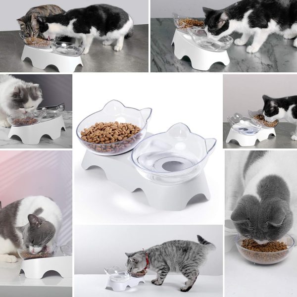 MILIFUN Cat Food Bowls Elevated Tilted, Anti Vomiting Orthopedic Kitty Bowls for Puppy and Bunny, Indoor Cats. - Image 3