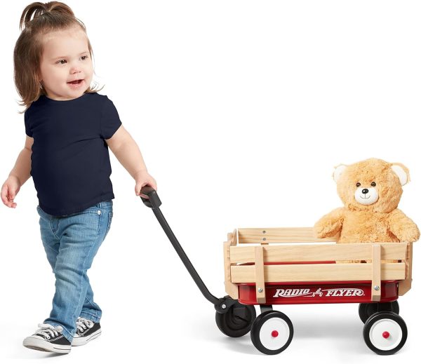 Radio Flyer My 1st Steel & Wood Toy Wagon with Teddy Bear, 19" Long Toy Wagon for Kids 1.5+ - Image 2