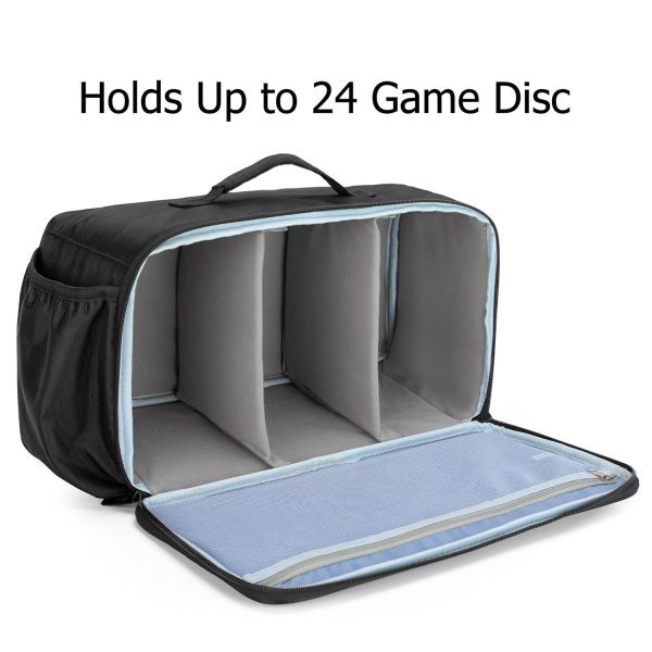 CURMIO Game Disc Storage Bag Holds Up to 24 Discs, Game Disk Travel Case Compatible for PS5/PS4/PS4 Pro/PS3/Xbox One/Xbox 360/Xbox Series X/S, Green Stripe(Bag Only) - Image 2