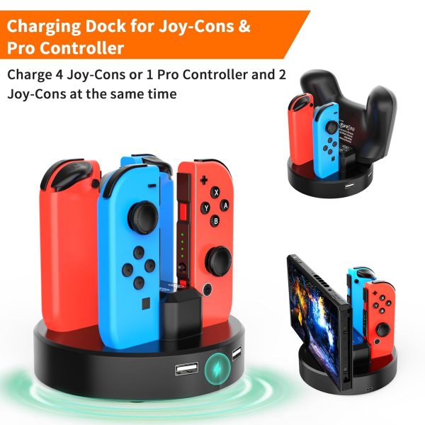 Switch Accessories Bundle 28 in 1 for Nintendo Switch, HEYSTOP Switch Christmas Gift Kit with Large Carrying Case, Dockable Protective Case, Screen Protector, Game Cards Case, Joycon Grip Cover - Image 7