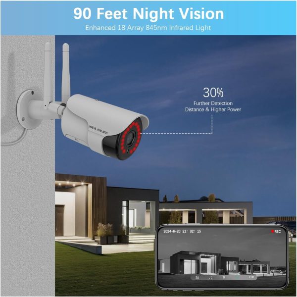 【2-Way Audio & Dual Antenna Enhanced】 90ft Night Vision Outdoor Wireless Security Camera System, Wireless Surveillance Camera System, WiFi Video Surveillance, Home Security Cameras - Image 3