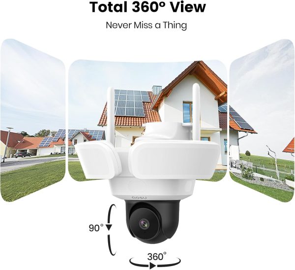 AOSU Floodlight Camera Wired, 3K UHD Security Camera Outdoor, 360° Coverage Surveillance, 24/7 Recording, Motion Detection, 2600-Lumen Motion-Activated Floodlight, Color Night Vision, No Monthly Fee - Image 8