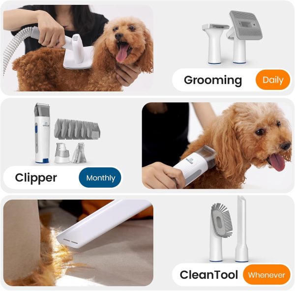 oneisall Dog Hair Vacuum & Dog Grooming Kit, Pet Grooming Vacuum with Pet Clipper Nail Grinder, 1.5L Dust Cup Dog Brush Vacuum with 7 Pet Grooming Tools for Shedding Pet Hair, Home Cleaning - Image 6