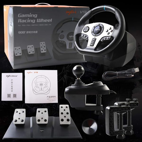 PXN V9 PC Game Racing Wheels,270°/900°Steering Wheel Gaming for PC With Pedals and Shifter,Driving Wheel for PS4 Xbox One, Xbox Series S/X, PS3,Switch - Image 9