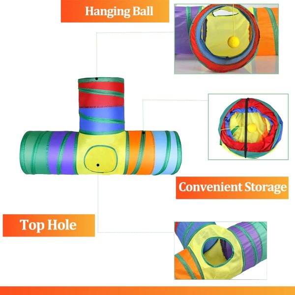 HERCOCCI Bunny Tunnels and Tubes, Collapsible Rabbit Hideout Tunnel Small Animal Activity Toys for Rabbits Bunnies Guinea Pigs Ferrets Kitty Puppy - Image 2