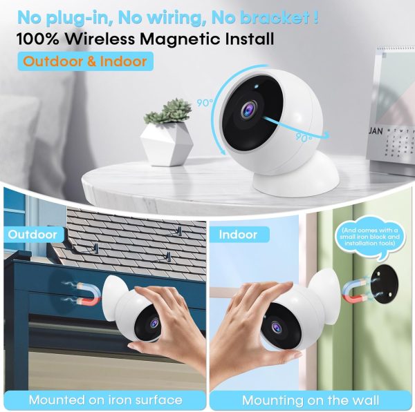 AMTIFO Security Cameras Wireless Outdoor: Magnetic 2-Pack Install-Free Indoor Smart 2K WiFi - Long Battery Life Powered Cameras for Home Security with AI Motion Detection - Image 2