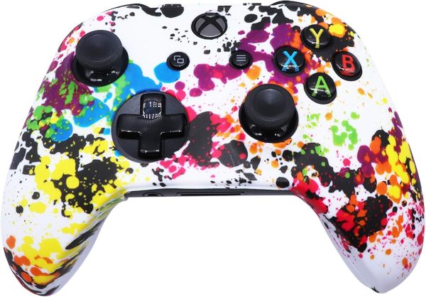 RALAN Print Controller Skin for Xbox One, Anti-Slip Silicone Cover Protector x 2 Compatible for Xbox 1 Wireless/Wired Gamepad Joystick with 4 Thumb Grips Caps and Black Pro Thumb Grip x 8. - Image 3