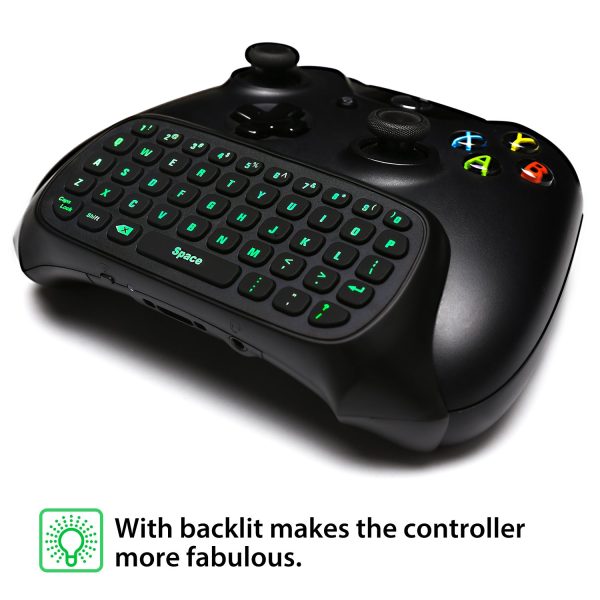 MoKo Green Backlight Keyboard for Xbox One Controller, Xbox Series X/S, Wireless Gaming Chatpad Keypad with USB Receiver&3.5mm Audio Jack, Xbox Accessories for Xbox One/One S/Elite/2 Controller, Black - Image 5