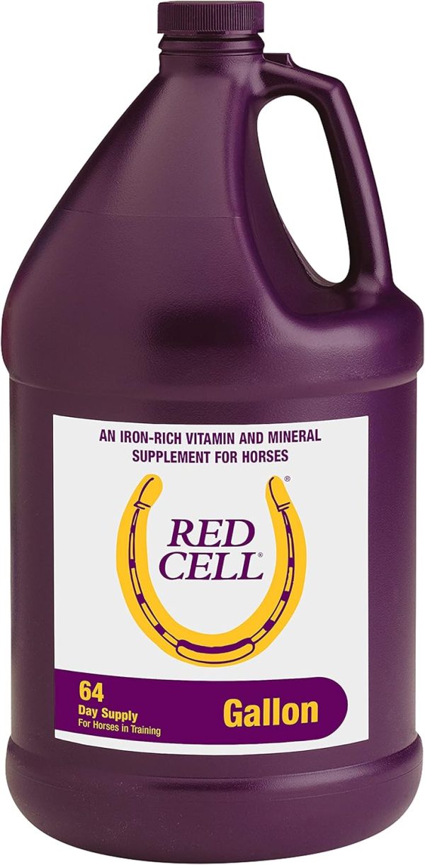 Farnam Horse Health Red Cell, Liquid Vitamin-Iron-Mineral Supplement for Horses, Helps Fill Important Nutritional Gaps in Horse's Diet, 1 Gallon, 128 Oz., 64-Day Supply