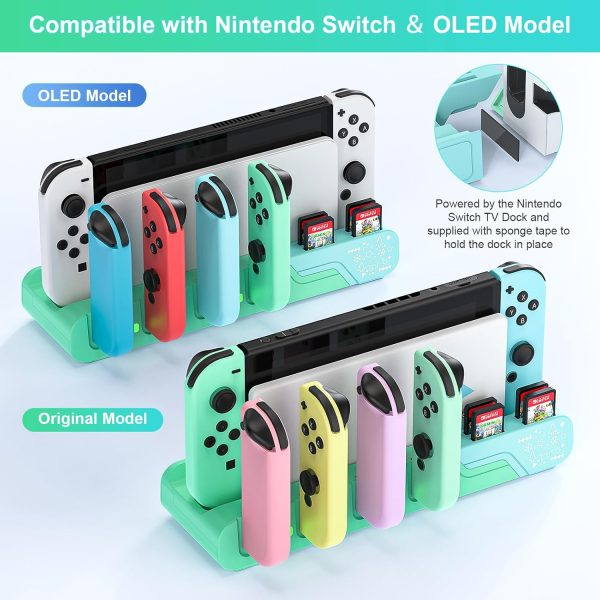 Switch Controller Charging Dock Compatible with Nintendo Switch - Animal Crossing ＆ Switch OLED Model Joycons, Switch Charging Station Charges up to 6pcs Joycon with Game Card Storage Stand - Image 2