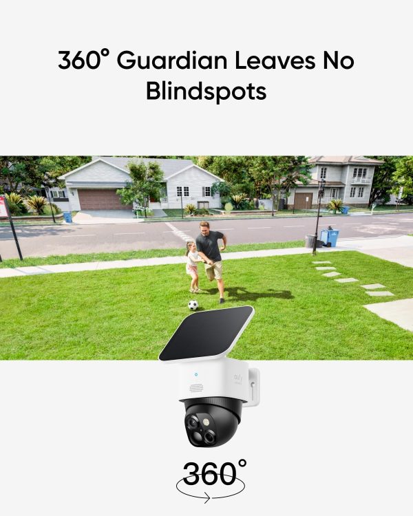 eufy Security SoloCam S340, Solar Security Cameras Wireless Outdoor, Cameras for Home Security, 360° Pan & Tilt Surveillance, No Blind Spots, 2.4 GHz Wi-Fi, No Monthly Fee, HomeBase S380 Compatible - Image 4