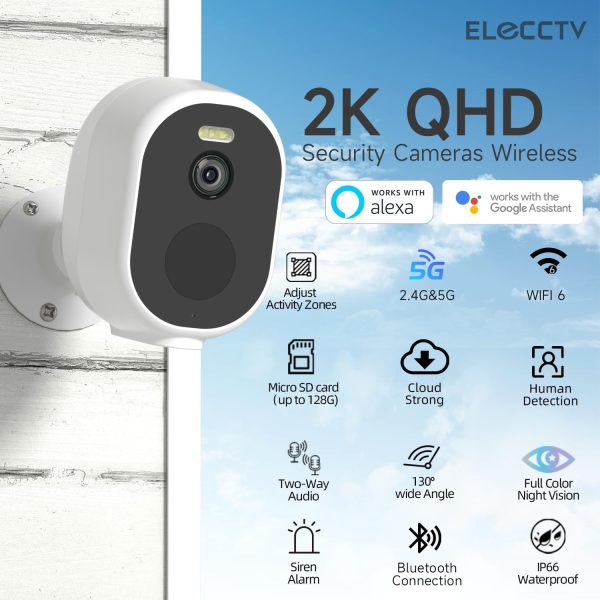 Security Cameras Wireless Outdoor, tuya 5g Security Camera, 2K HD Home Security System 4-Cam Kit with 130°-Wide View, 3MP Color Night Vision, Spotlight,IP65 Waterproof, Support Alexa,Cloud/SD - Image 2