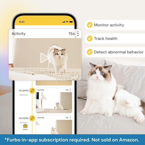 Furbo 360° Cat Camera + Nanny Bundle: Home Security & Cat Safety Alerts, Rotating Pet Treat Dispenser Camera with Speaker, Smart Home Indoor Cam w Phone App (Additional Subscription Required at Setup) - Image 4