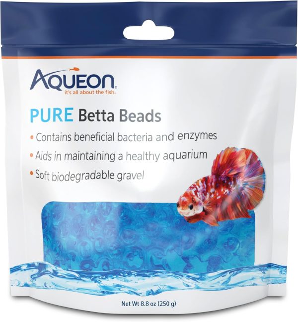 Aqueon PURE Betta Beads, Water Care for Unfiltered Aquariums, Maintains Clear Water and Helps Breakdown Organic Sludge, Blue