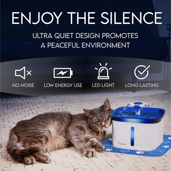 Veken 95oz/2.8L Pet Fountain, Automatic Cat Water Fountain Dog Water Dispenser with Replacement Filters for Cats, Dogs, Multiple Pets (Blue, Plastic) - Image 6