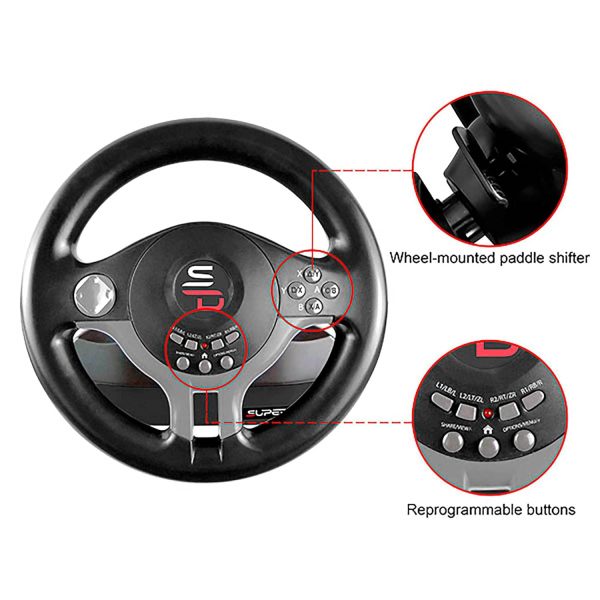 SUBSONIC Superdrive - SV250 Racing steering wheel with pedals and gearshift paddles for nintendo Switch - Ps4 - xbox Seie X/S, Xbox One - PC - Image 2