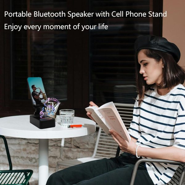 Bluetooth Speaker with Phone Holder and Emergency Power Bank,Suitable for Home and Outdoor use,Portable Speaker Compatible with iPhone/iPad/Samsung Galaxy,Speaker for iPhone (Black) - Image 3