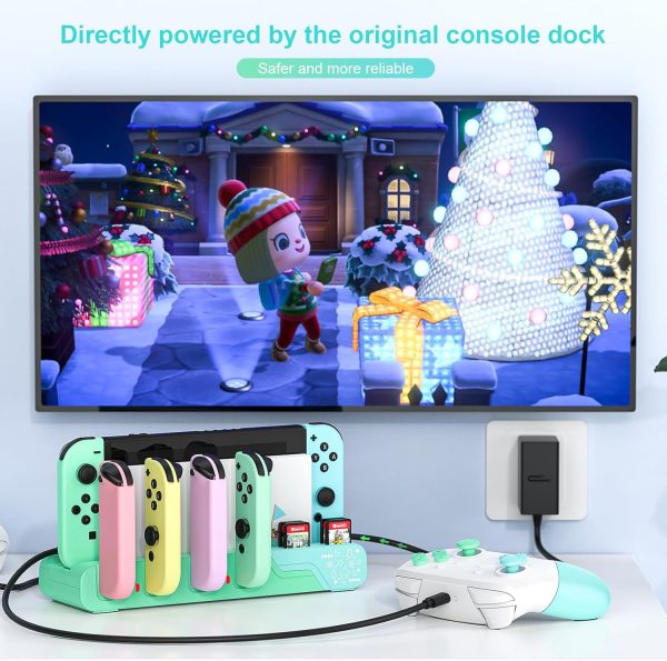 Switch Controller Charging Dock Compatible with Nintendo Switch - Animal Crossing ＆ Switch OLED Model Joycons, Switch Charging Station Charges up to 6pcs Joycon with Game Card Storage Stand - Image 6