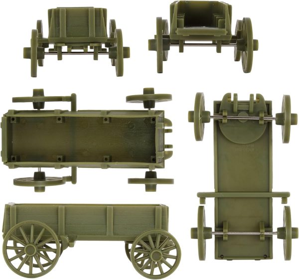 BMC CTS WW1 Ambulance & Supply Wagons - OD Green Square Top Horse Cart Playset - Image 6