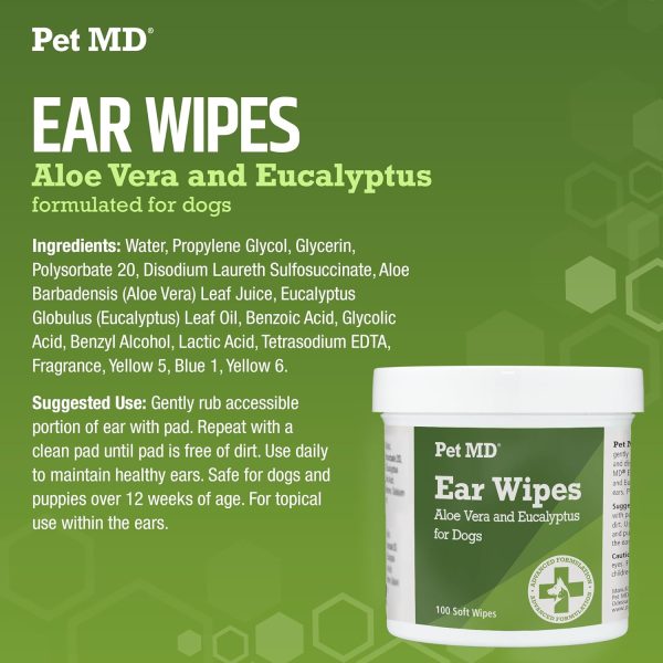 Pet MD - Dog Ear Cleaner Wipes - Otic Cleanser for Dogs to Stop Ear Itching, and Infections with Aloe and Eucalyptus - 100 Count - Image 6