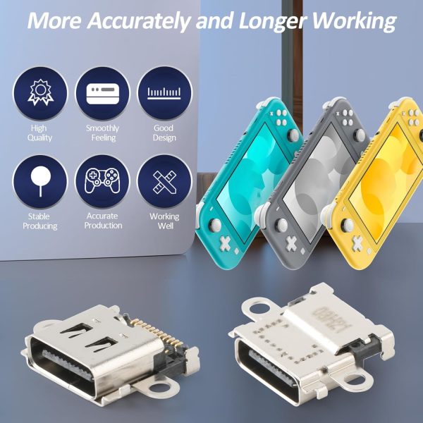 2 Pack Replacement for Nintendo Switch Lite Charging Port Switch Lite Dock Connector NS Lite HDH-001 USB Type C Charge Power Socket Port Console Accessories Repair Parts(With Screws and Tools) - Image 4