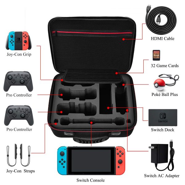 Diocall Deluxe Carrying Case Compatible with Nintendo Switch and Switch OLED 2021, Travel Bag Fit Switch Pro Controller - Image 2