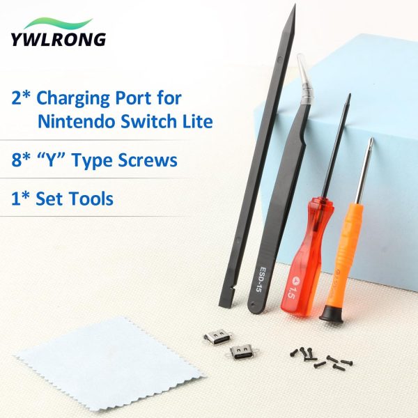 2 Pack Replacement for Nintendo Switch Lite Charging Port Switch Lite Dock Connector NS Lite HDH-001 USB Type C Charge Power Socket Port Console Accessories Repair Parts(With Screws and Tools) - Image 7
