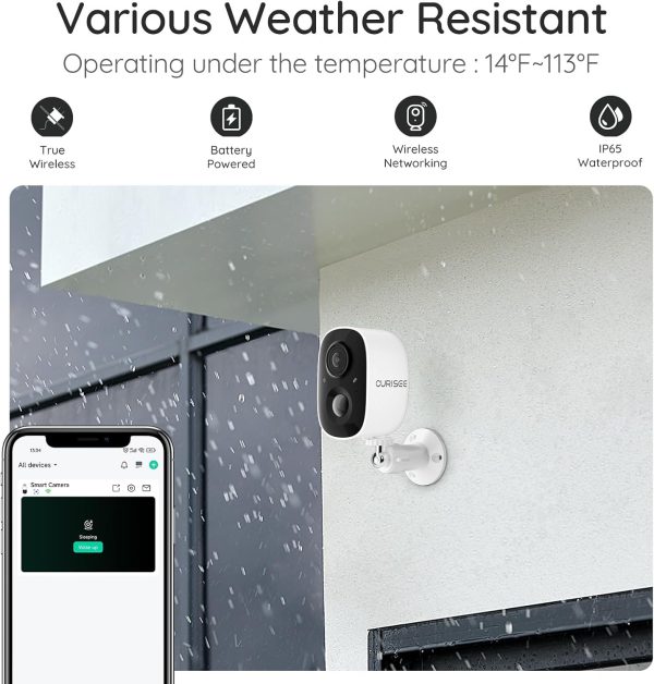 Outdoor Security Camera Wireless 2K Camera for Home Security Wireless Outdoor Battery Security Cameras 2.4GHz WiFi Smart Motion Detection,Color Night Vision,Waterproof, Cloud/SD Storage - Image 6